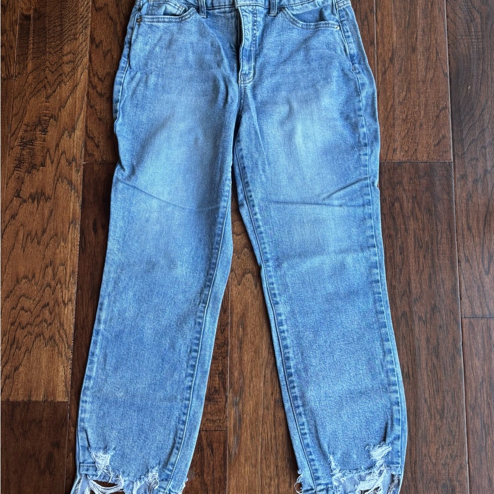 Time and Tru Light Blue Boyfriend Jeans with Distressed Hem
